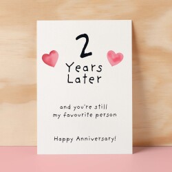 2nd Wedding Anniversary Card For Wife Anniversary Card for Husband 2 Year Anniversary Card For Boyfriend or Girlfriend Second Anniversary - Large (5x7) / Blank Message