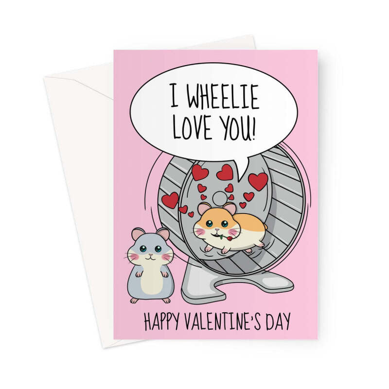 Cute Hamster Valentine's Day Card For Her - A5 Portrait - 1 Card