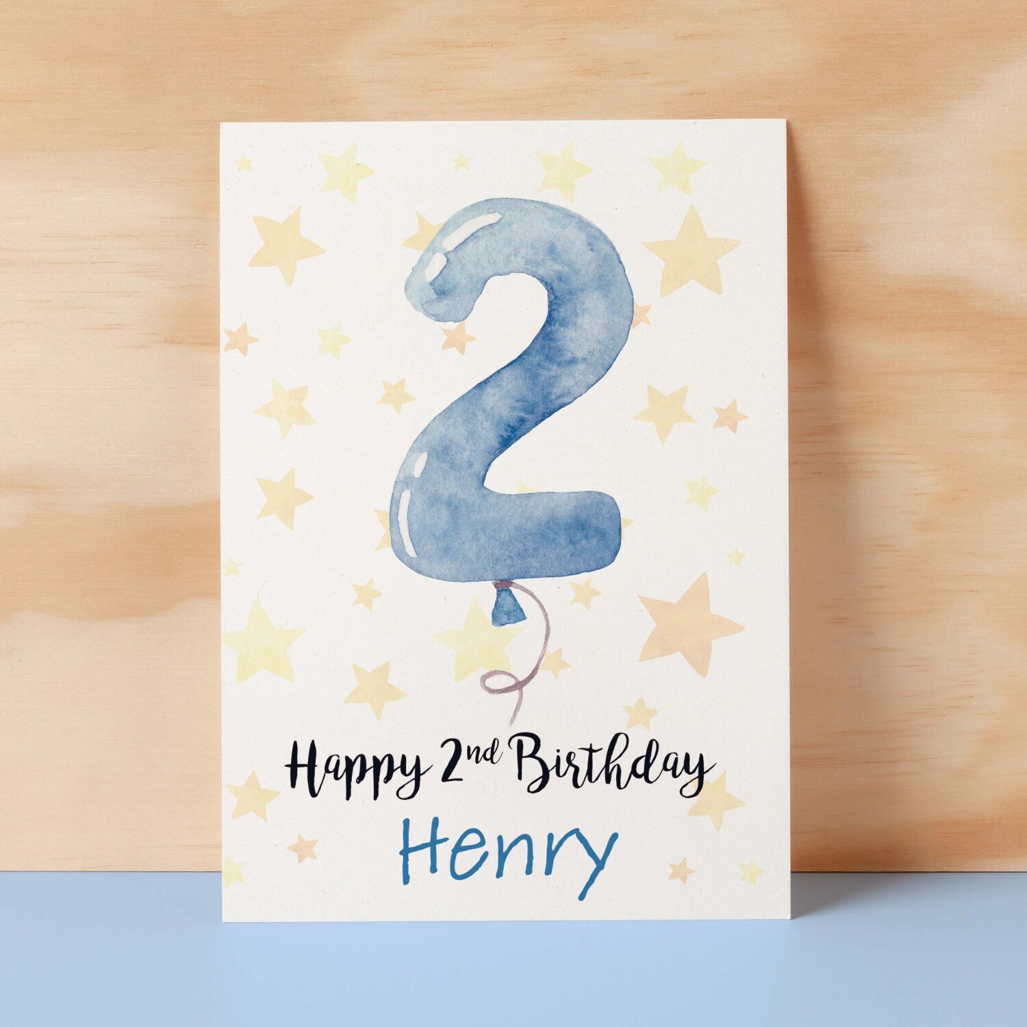 Customisable 2nd Birthday Card For Boy Custom Name Card For Boy Second Birthday Card For Baby Birthday Card for Baby Boy Custom 2nd Birthday - Small (4x6) / Blank Message