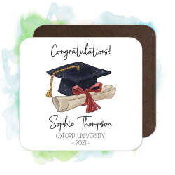 Personalised Graduation Coaster - Cap & Diploma