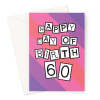 Happy 60th Birthday Card - Pink - A5 Portrait - 1 Card