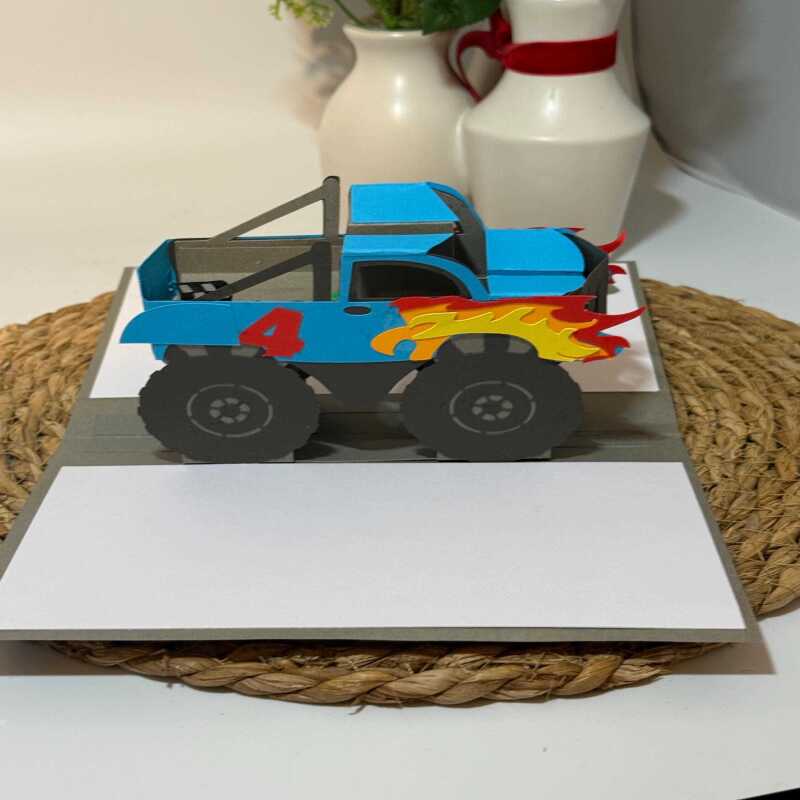 Handmade Monster Truck Birthday Pop Up card