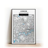 LONDON Map Print, London UK Map Wall Art, City of London Poster, London England Wall Print, Travel Poster, Travel Gift, London UK, Map Print