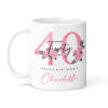 Personalised Floral 40th Birthday Mug - Standard 10oz Ceramic Mug