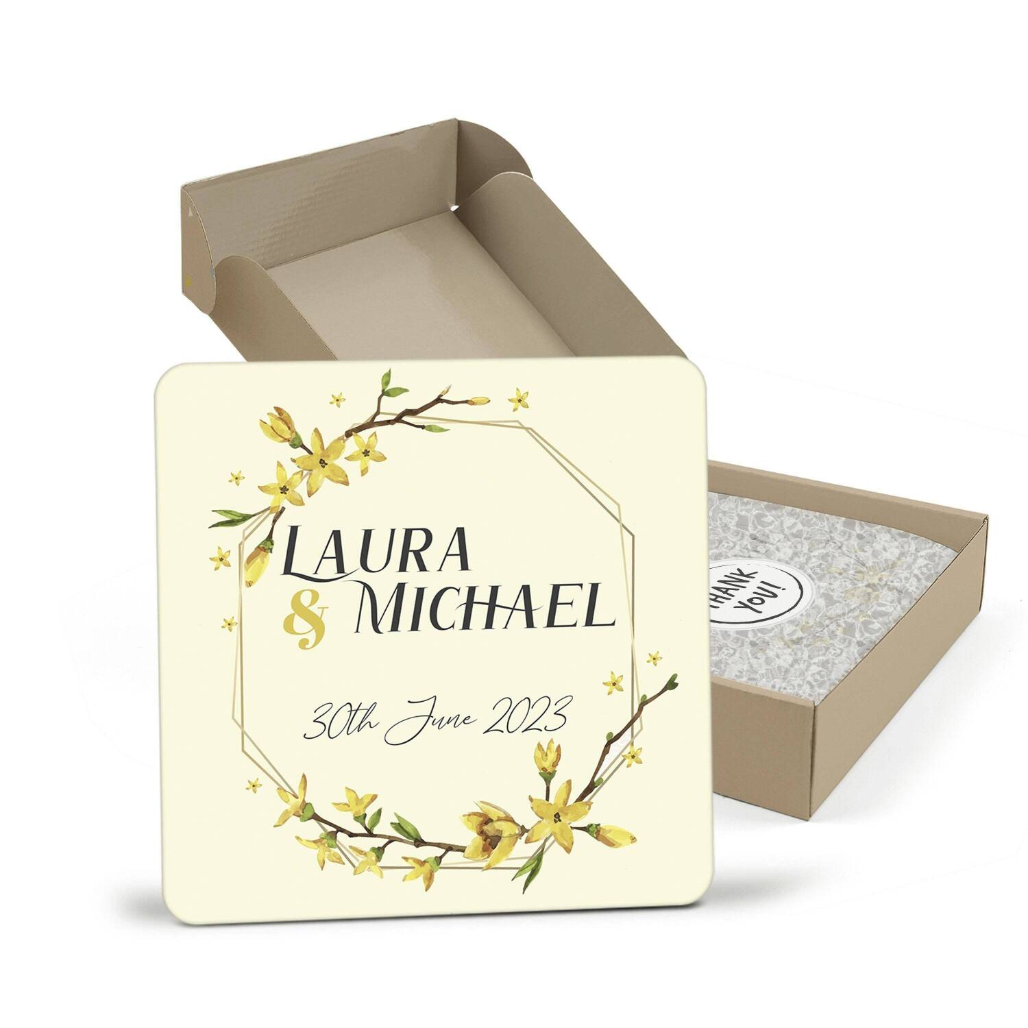 Wedding favour Coasters for guests, Custom wooden coasters