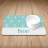 Personalised Aqua Paws & Polkadots Puppy/Dog Bowl Mat