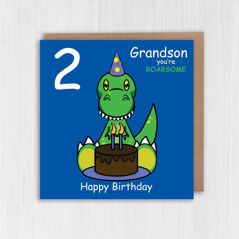 Dinosaur you're roarsome personalised with relation and age birthday for ages 1-6 child, boy, girl, relation (Size A6/A5/A4/Square 6x6") - A6: Single card