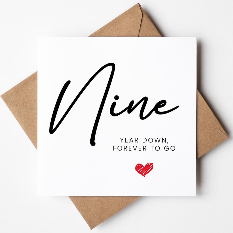 9 Year Anniversary Card For Husband, Wife 9th Anniversary Card, Happy 9th anniversary 9 year Card Funny Greeting Card wife husband
