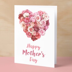 Mother's Day Card For Mum Happy Mother's Day Mothers Day card Mothering Sunday Card Rose Heart Mother's Day Card For Mom Mommy Mum Mummy - Small (4x6) / Blank Message