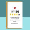 Funny Boyfriend Birthday Card - Farts Too Much - For Him - BF - On his birthday - From Girlfriend or Boyfriend - Can be personalised - Blank inside - Small