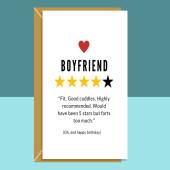 Funny Boyfriend Birthday Card - Farts Too Much - For Him - BF - On his birthday - From Girlfriend or Boyfriend - Can be personalised