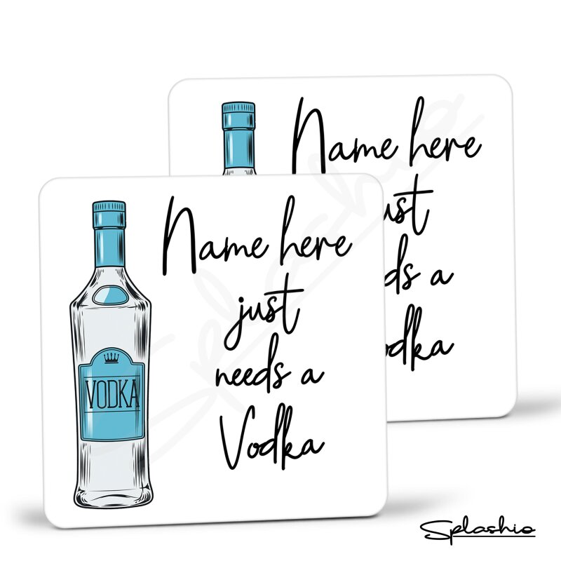 Vodka Coaster, Personalised, Drinks Mat, Personalised Drink Coaster Vodka, Vodka Fathers Day gift, Mothers Day, Christmas Coaster