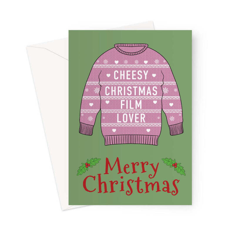 Cheesy Film Lover Christmas Jumper Card - A5 Portrait - 1 Card