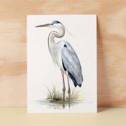 Heron Notelet Card For Anyone Any Occasion Card For Her or For Him 5x7, A6 Card For Birthday or Easter Card Thank You Card Wildlife - Small (4x6) / Blank Message