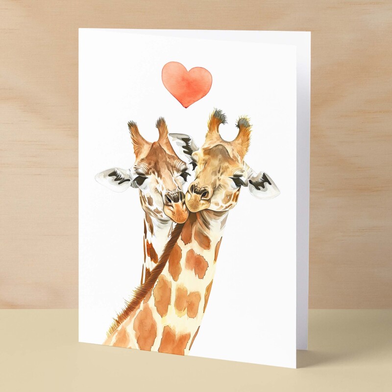Anniversary or Valentine's Card for Her Anniversary Card for Wife Valentines Day Card For Husband Boyfriend or Girlfriend Giraffes - Small (4x6) / Blank Message
