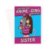 Sister Birthday Greeting Card - Pink Anime Girl - A5 Portrait - 1 Card