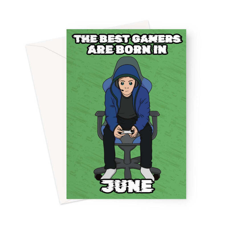 Gamer Birthday Card Born In June - A5 Portrait - 1 Card