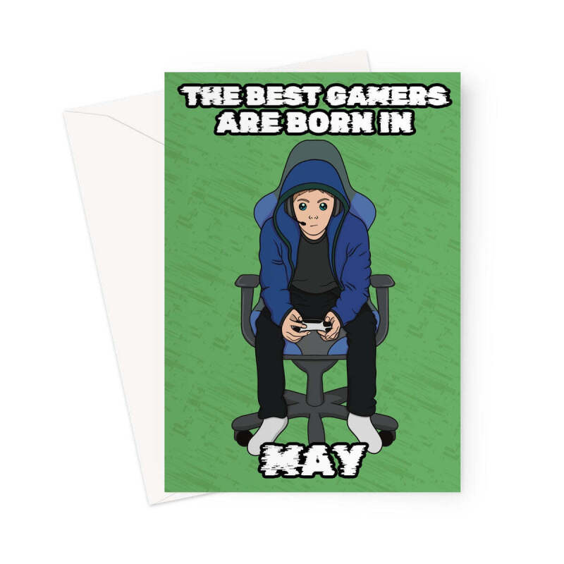 Gamer Birthday Card Born In May - A5 Portrait - 1 Card