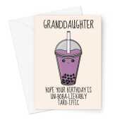 Kawaii Birthday Card For Granddaughter - Taro Bubble Tea Drink