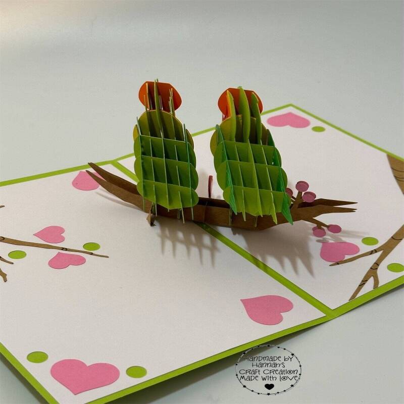 Handmade Love Birds Pop Up Card
