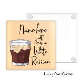 White Russian Luxury Glass Coaster Cocktail Personalised Coaster, Personalised, Fathers Day gift, Christmas, Birthday Gift, Home Bar