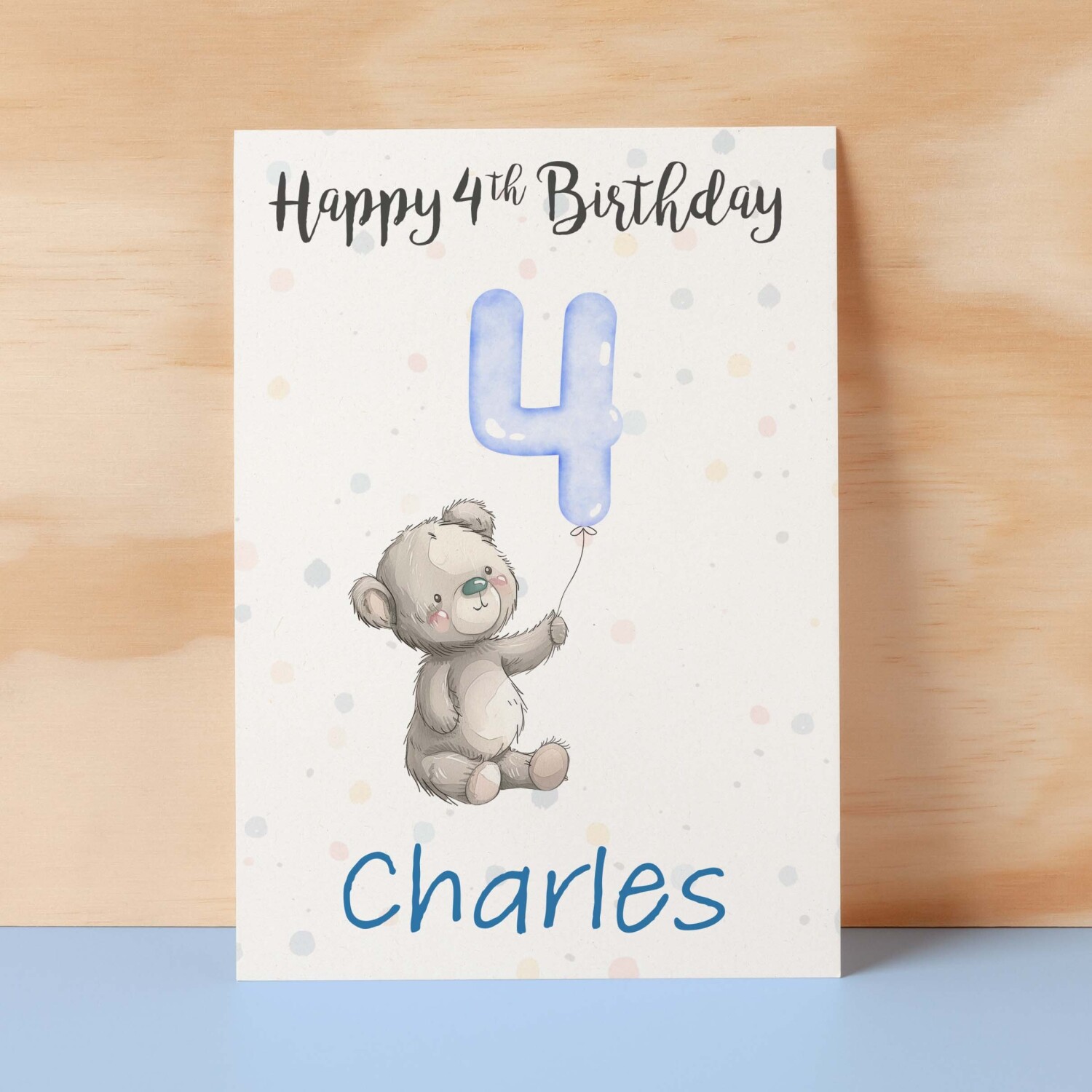 Personalised 1st, 2nd, 3rd, 4th, 5th Birthday Card for Son, Grandson, Nephew, Godson, Boys Teddy Bear Card - 1 - One - Blank Message