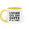 Funny Mug - Living Life One Cuppa At A Time - White / Black - Ceramic