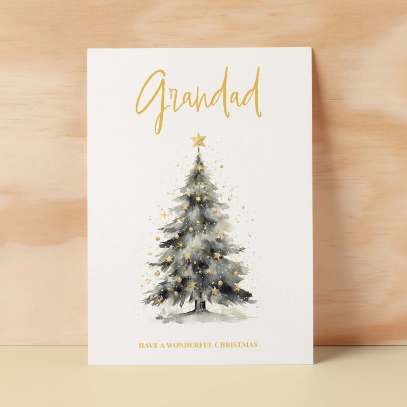 Christmas Card For Grandad Card For Him Xmas Card for Grandad Luxury Card For Christmas Card for Loved One Grandad Card Christmas Tree Card - Large (5x7) / Blank Message