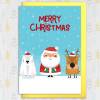 Polar bear, Santa, reindeer Christmas, Holidays, Xmas, festive card for children, kids, babies, grandchildren (Size A6/A5/A4/Square 6x6") - A6: Single card