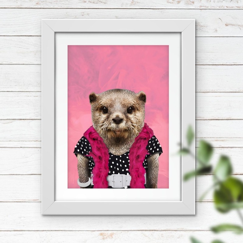 Otter in clothes, animal print, wall art - A5 - Glossy