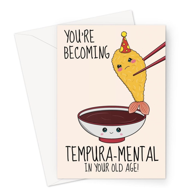 Funny Birthday Card - Tempura Shrimp Joke - A5 Portrait - 1 Card