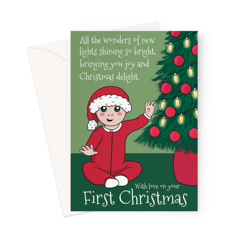 Newborn Baby First Christmas Card - A5 Portrait - 1 Card