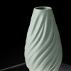 Wave Flower Vase 01 - Matte Dark Green