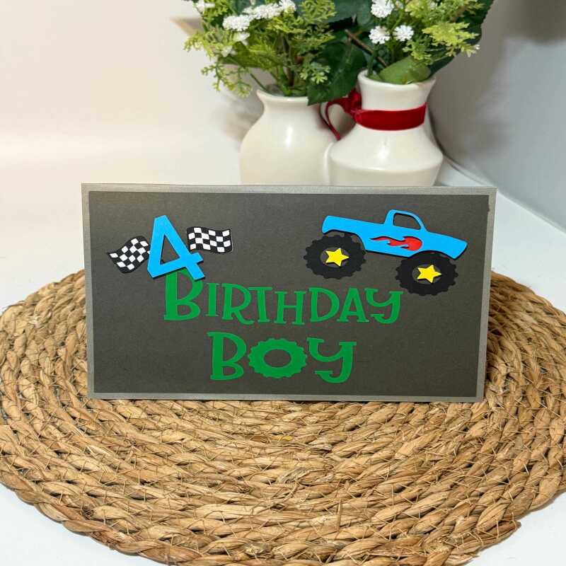 Handmade Monster Truck Birthday Pop Up card