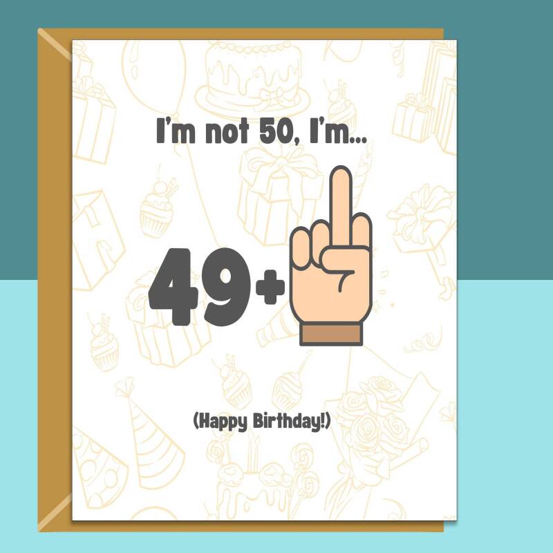 Funny 50th Birthday Card - Personalised inside if required - For Him or For Her - Perfect greetings card for someone turning 50 years old - Blank inside - Small