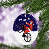 Funny Cycling Santa Wheelie Christmas Tree Decoration