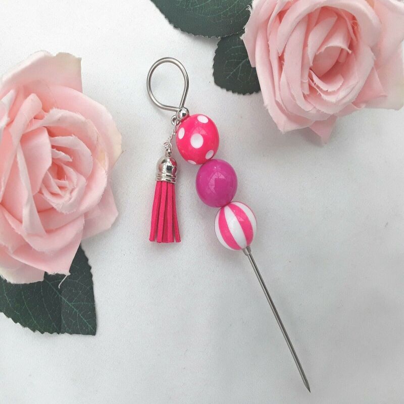 Beaded Cookie Scribe, Beaded Cake Tester  - Pink