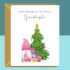 Cute Granddaughter Christmas Card - Personalised Xmas Gnome Gonk Card for Granddaughter - Large - Blank inside