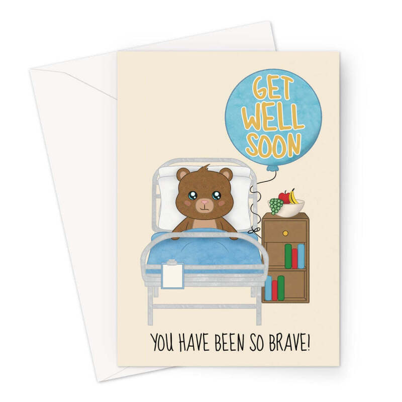 Children's Get Well Soon Card - Teddy Bear - A5 Portrait - 1 Card