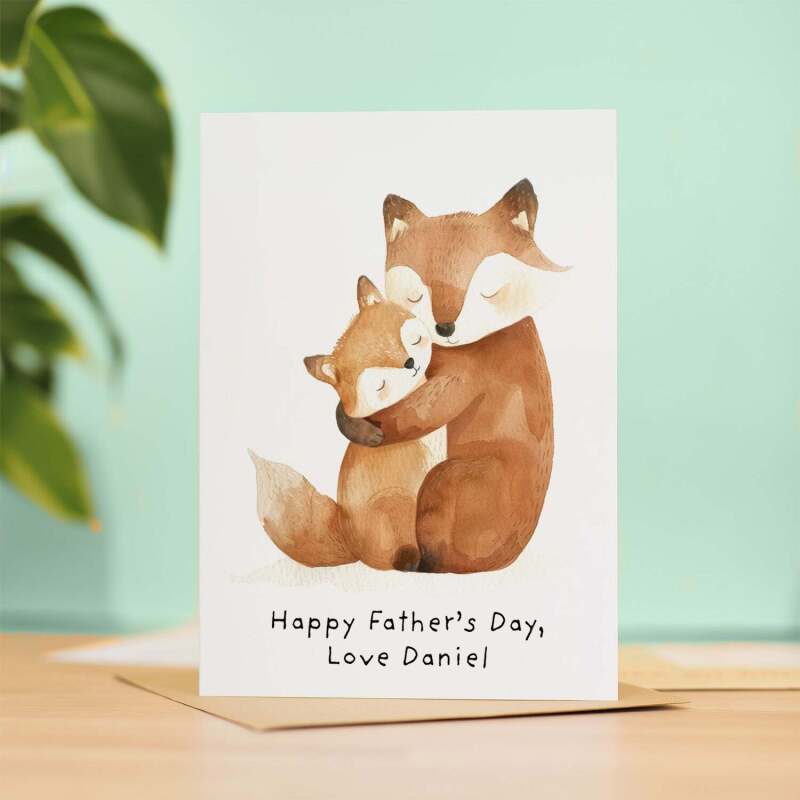 Personalised Father's Day Card For Daddy Cute Fox and Cub Illustration Father's Day Card For Dad Father's Day Gift From Child - Portrait (5x7) / Blank Inside