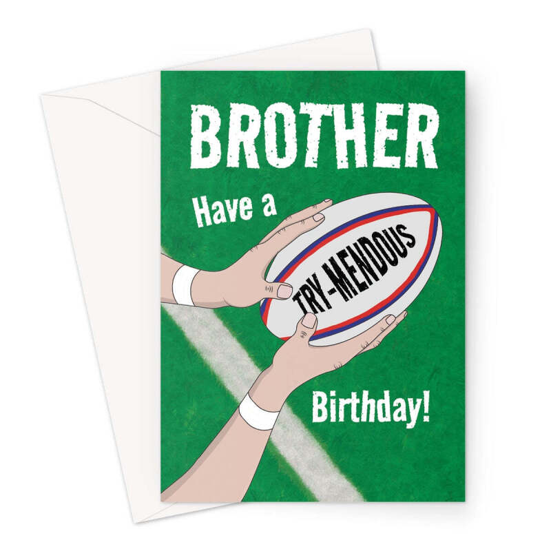 Rugby Brother Birthday Card - A5 Portrait - 1 Card
