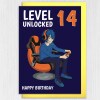 Level unlocked with any age gaming, gamer, teenager, children's, kids age card, 10th, 12th, 13th, 14th, 16th (Size A6/A5/A4/Square 6x6") - A6: Single card