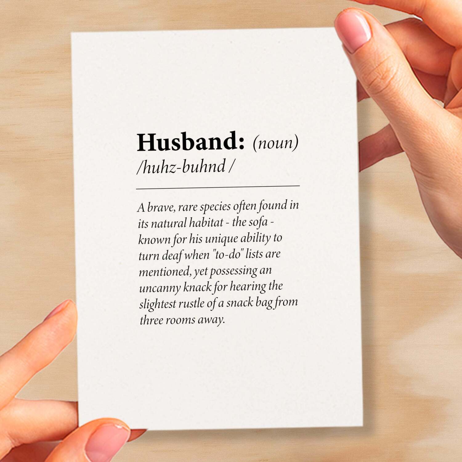 Birthday Card For Husband Fun Dictionary Quote Card For Husband Custom Message Card For Husband Funny Birthday Card For Husband - Small (4x6) / Blank Message