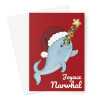 Festive Narwhal Christmas Card - A5 Portrait - 1 Card