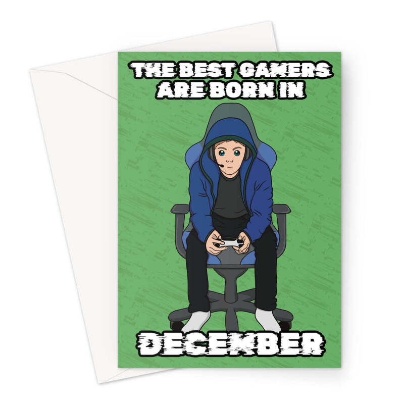Gamer Birthday Card Born In December - A5 Portrait - 1 Card