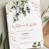 Botanical Wedding Invitation, Wedding Invitation, Green Leaf Eucalyptus Wedding Stationery. Personalised Wedding Save the Date Invite Cards - A6 - 4.1" x 5.8" - Pack of 20