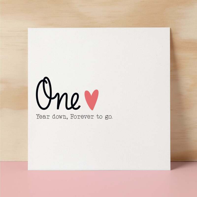 1 Year Anniversary Card For Wife 1st Wedding Anniversary Card For Husband Anniversary Card For Wife Wedding Anniversary Card One Year - Square (6x6) / Blank Message