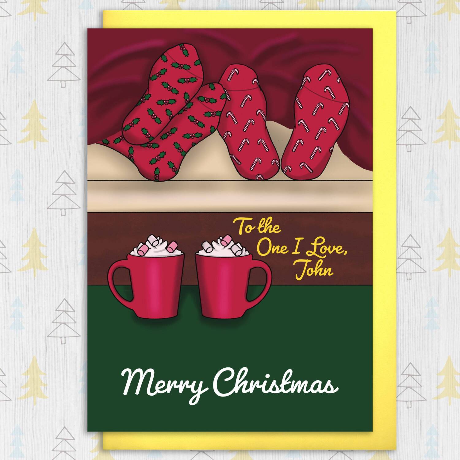 To the one I love. Merry Christmas personalised Holidays, Xmas, festive card for wife, husband, girlfriend, boyfriend (Size A6/A5/A4) - A6: Single card