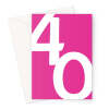 Big 40th Birthday Card Bright Pink - A5 Portrait - 1 Card