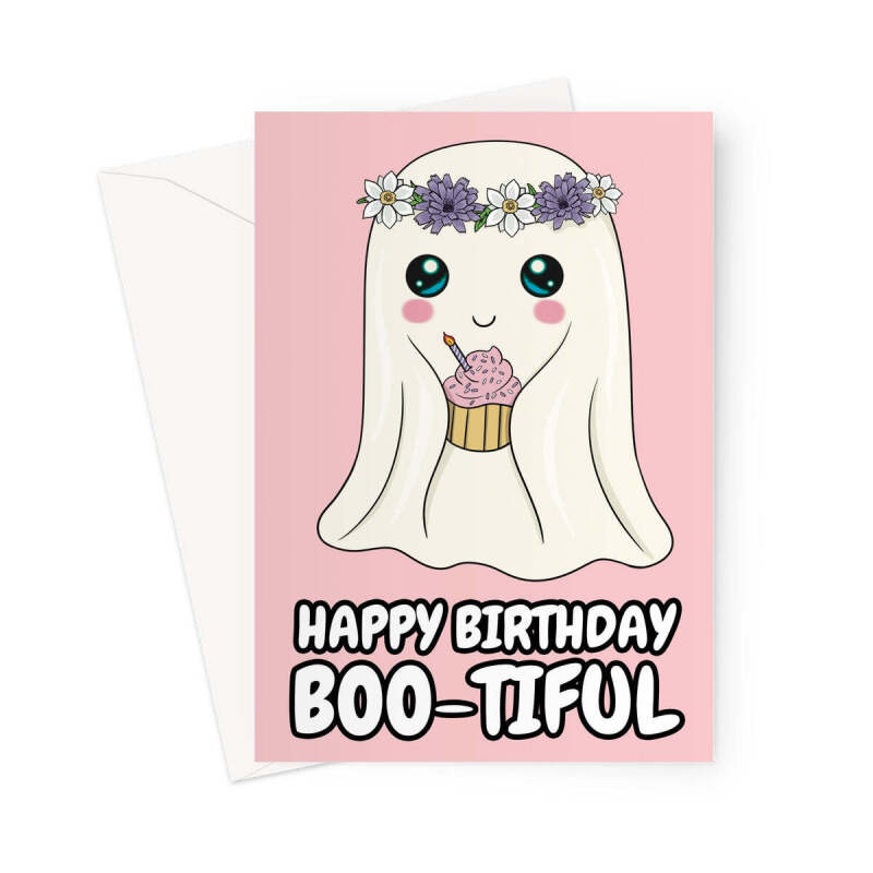 Cute Birthday Card For A Woman - Ghost Pun - A5 Portrait - 1 Card